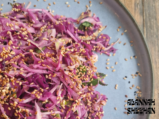 Mixed cabbage and sesame slaw
