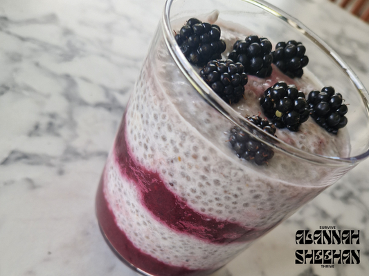 Creamy blackberry and pear chia seed pudding (makes up to 4)